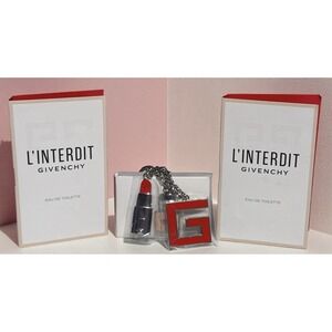 Givenchy Samples & Lipstick - Perfume Bottle - Red G Logo Key Chain Purse Charm